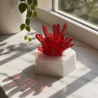 Sculpture en résine de grappe de cristaux rouges, figurine en quartz imitation pierre précieuse, décoration d'intérieur, spécimen minéral, objet de collection, cadeau d'art en gros, OEM
