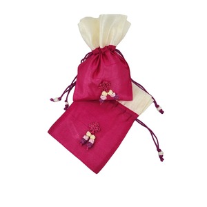 Sac à cordon traditionnel écologique fait main, pochette coréenne en patchwork, pochette en tissu colorée souvenir, cadeau de mariage - Product Image 2