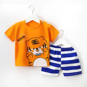 Summer 2022 Baby Kids Casual Clothing Cartoon Clothing Set Boys Girls Clothing Cotton Baby Clothes 0-5 Years Old