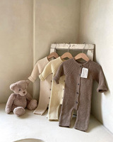 Ensemble de barboteuse d'hiver personnalisée pour nouveau-nés, ensemble de vêtements en tricot de coton pour bébés de 0 à 3 mois, pull-over unisexe en tricot, barboteuse pour nouveau-né
