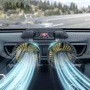 Ventilateur électrique de voiture 12V/24V à deux vitesses, refroidisseur d'air automatique, réglable à 360 degrés, ventilateurs de climatisation de voiture à flux d'air amélioré - Product Image 2