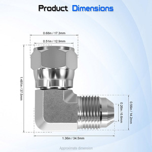 Raccord <span class=keywords><strong>hydraulique</strong></span> 3/8" <span class=keywords><strong>JIC</strong></span> 37 °   Raccord mâle X 3/4" femelle <span class=keywords><strong>JIC</strong></span> 90 °   Adaptateur coudé en acier au carbone pour systèmes hydrauliques - Product Image 6