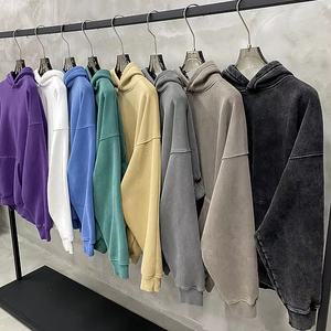 H5534 Wholesale Custom 380 Gsm Cotton <b>Blends</b> Acid Washed Hoodies Oversized Streetwear Blank Hoodies - Product Image 2