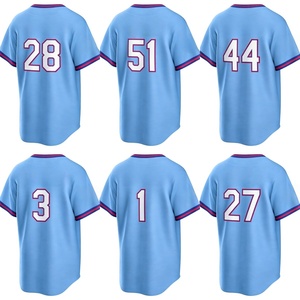 Maglie da baseball americane ricamate blu chiaro della squadra New City US 2026 all'ingrosso per giocatori # 13 # 28 # 44 # 51 # 10 # 3 Luci Personalizzate - Product Image 2