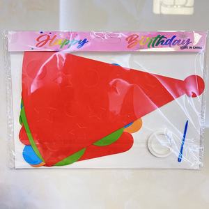 معدني قوس قزح الذهب الفضة قبعة لحفلات عيد الميلاد شمعة عيد ميلاد سعيد رسائل راية للطفل دش الذكرى حزب الديكور - Product Image 5