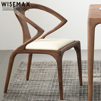 Chaise en bois de noyer foncé de style chinois moderne du milieu du siècle, chaise de restaurant en cuir, chaise de salle à manger en bois de café