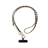 Chaîne de téléphone portable longue en cuir réglable de luxe avec lanière bandoulière, étui anti-perte pour femme, accessoires de décoration