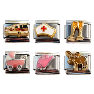 2025 bricolage personnalisé 304 acier inoxydable italien bébé poussette Bus taureau infirmière chapeau série Bracelet à breloques 9mm * 10mm Module - Product Image 1