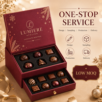 Boîte en carton rigide sur mesure à deux niveaux avec couvercle articulé et tiroir pour chocolats de Noël, fabrication OEM