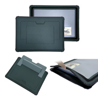 Housse d'ordinateur portable en caoutchouc anti-chute personnalisée ODM avec fermeture magnétique, support pliable multi-angles et fenêtre transparente