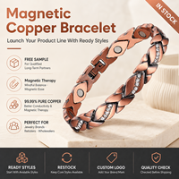 Bracelet magnétique en cuivre pur pour thérapie magnétique, motif feuille, rangées de strass, vente en gros, fournisseur personnalisé