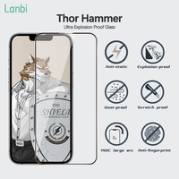 Protection d'écran en verre trempé anti-poussière pour iPhone 15 14 12 13 Pro Max, Wolf King