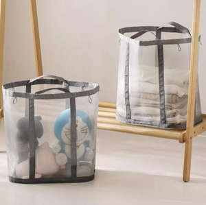 Panier à linge mural en maille de nylon durable, élégant panier à linge mural pour salles de bain et chambres - Product Image 5