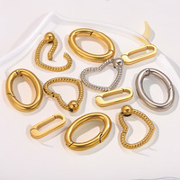 Fermoir en acier inoxydable torsadé en forme de cœur, ovale brillant plaqué or pour la fabrication de bijoux DIY, colliers, bracelets, accessoires de mode, vente en gros