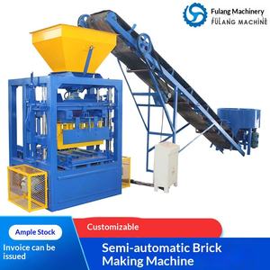 Machine à fabriquer des briques semi-automatique standard d'exportation, personnalisable, QTF4-24, équipement pour briques creuses en béton - Product Image 1