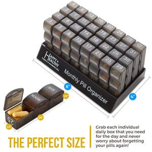 NBBLUESKY 31-Day Weekly Pill Organizer Precio de fábrica Conveniente Fácil de llevar Plástico PP Caja de medicamentos Estuches de almacenamiento - Product Image 4