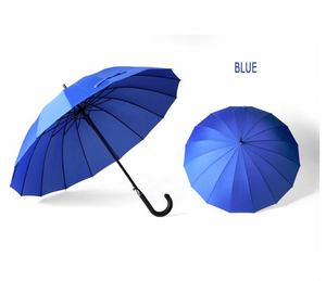Cadeaux d'affaires en gros, <span class=keywords><strong>parapluie</strong></span> droit en nylon 190T à ouverture semi-automatique, résistant au vent, 16 baleines, avec poignée en plastique, logo personnalisé - Product Image 1