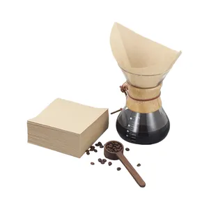 공장 판매 50pcs 사각 커피 필터 종이 400/600/800Ml 범용 30*30cm 팁 일회용 커피 필터 종이