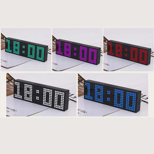 Horloge numérique à matrice de points LED horizontale, 2 pièces, réveil, commande sonore, veilleuse, compte à rebours, compte à rebours, chambre à coucher, bureau - Product Image 5