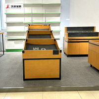 Étagères et vitrines de magasin de fruits personnalisées par l'usine JIUSHUN, présentoirs en bois pour légumes, paniers multi-niveaux