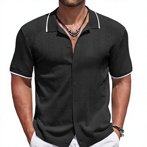 Camisa de Verano para Hombre con Cordones, Manga Corta, Bloques de Color, Malla Transparente, Transpirable, Estilo Europeo, Botones, Bolsillo Bordado, ODM - Product Image 3
