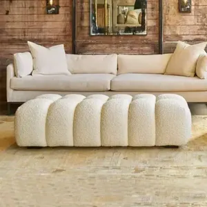 Lamb Velvet Bench Luxury Hotel Entrance Ottoman Wholesale Manufacturer OEM ODM Custom Size Bedroom <b>Sofa</b> <b>Stool</b> - Product Image 5