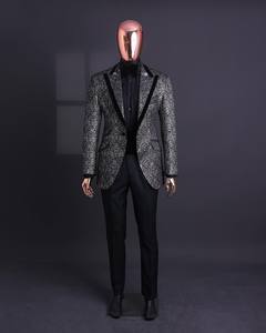 Diseño a medida hombres <span class=keywords><strong>elegantes</strong></span> <span class=keywords><strong>caballeros</strong></span> de negocios Casual Formal hombres negro Floral traje Slim Fit solapa traje boda traje proveedor - Product Image 5