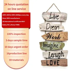 Rustic wooden Hanging Wall Sign Live Dream Work Imagine Laugh Love Wooden Wall Sign Wood Wall Decoration for Home Decor