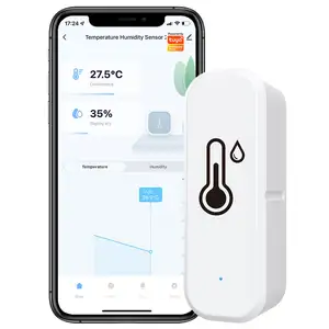 Tuya Wifi Inteligente Higrômetro Termômetro Sem Fio Detector Alarme De Voz Tuya Sensor De Temperatura Para Alexa Google Home