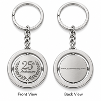 Porte-clés rotatif en métal personnalisé avec logo gravé pour anniversaire d'entreprise, cadeau promotionnel, cadeau à offrir
