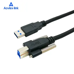 OEM USB 3.0 A Male To USB 3.0 B Male dengan Sekrup Pengunci Kabel USB 3.0 Kabel Printer