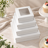 Boîte à pâtisserie en carton kraft blanc de qualité alimentaire avec couvercle à fenêtre en PET, emballage carré pour biscuits et gâteaux, matériaux recyclés, épaisseur 2 mm, vente en gros