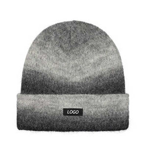 Gorros lisos de punto holgados unisex con logotipo de cuero personalizado, gorro de punto para hombre al por mayor - Product Image 3