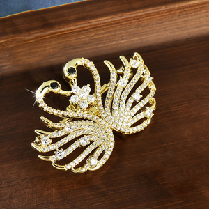 Đa năng thời trang tinh tế trâm cài và pins ngọt ngào kim loại thiên nga thiết kế với Zircon mạ cho phong cách thủ công mỹ nghệ kim loại - Product Image 3