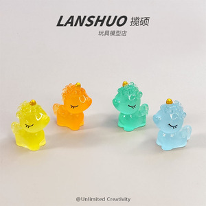 Lanshuo Cartoon <b>Unicorn</b> Charms Translucent Glow In Dark Acrylic Resin DIY Jewelry Accessories For Phone Holder <b>Gift</b> - Product Image 4