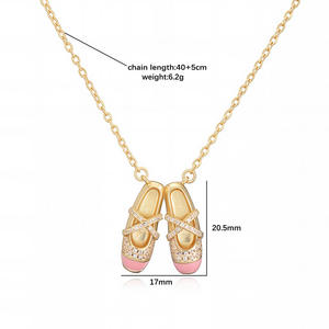 Colliers pendentifs en forme de chaussures de ballet plaqués or 18 carats avec CZ, charmes de chaussures de danse en émail mignon pour cadeau de danseur - Product Image 5