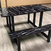 Ensemble table et chaises de salle à manger rétro pour cantine de personnel, éco-responsable, durable, facile à nettoyer, pour étudiants et cafétéria scolaire