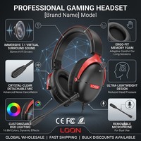 Auriculares para Juegos OEM ODM con Sonido Envolvente Virtual 7.1, Cancelación Activa de Ruido, RGB, Metal y Cuero