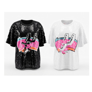 Vente en gros usine : Blouse à paillettes scintillantes pour le jour du match de basket de San Antonio, <span class=keywords><strong>Maillot</strong></span> de supporter à paillettes, Robe à paillettes <span class=keywords><strong>des</strong></span> <span class=keywords><strong>Spurs</strong></span>, Prêt à expédier - Product Image 2