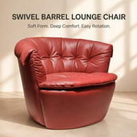 Fauteuil pivotant moderne en cuir ou tissu, style baril, pour salon, salle à manger, hôtel – Vente directe usine, OEM/ODM