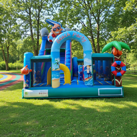 Structure gonflable commerciale combinée château et toboggan, aire de jeux gonflable, certifiée CE, garantie 3 ans, capacité maximale 500 personnes