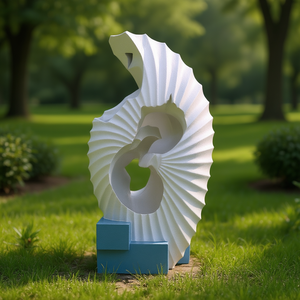 Fuente de Agua Abstracta de 16.9x10.2x31.9 con Luz, Base de Piedra para Interiores y Exteriores, Azul - Product Image 2