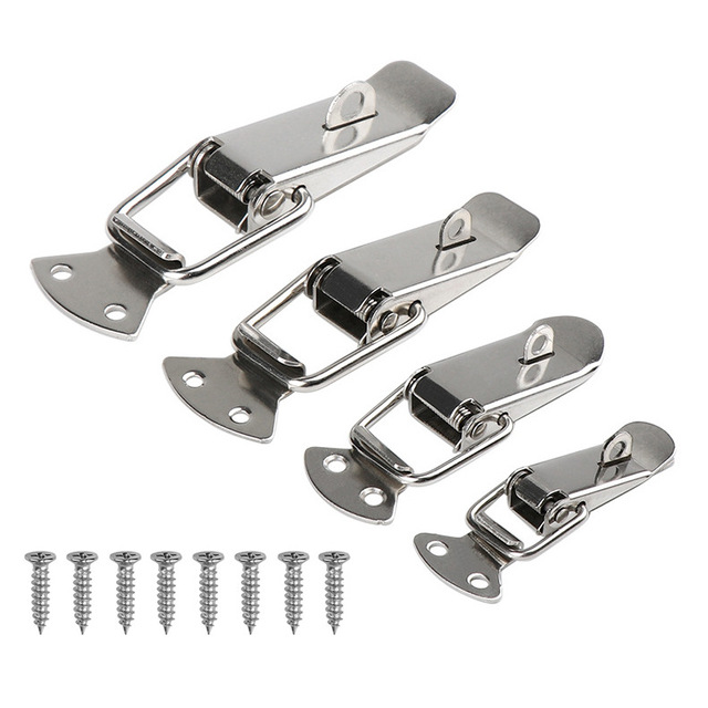 Stainless Steel Spring-Bolt Latch Duckbill-Style Metal Clasp Modern Minimalism Design for Luggage Toolboxes Anti-Theft Padlocks