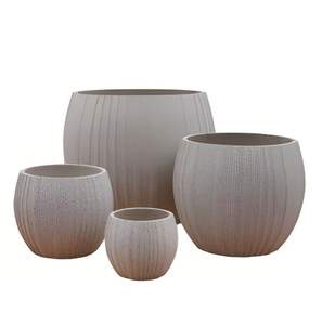 Pots à fleurs en béton GRC, fabrication en usine, courbes extérieures, légers, imperméables - Product Image 1