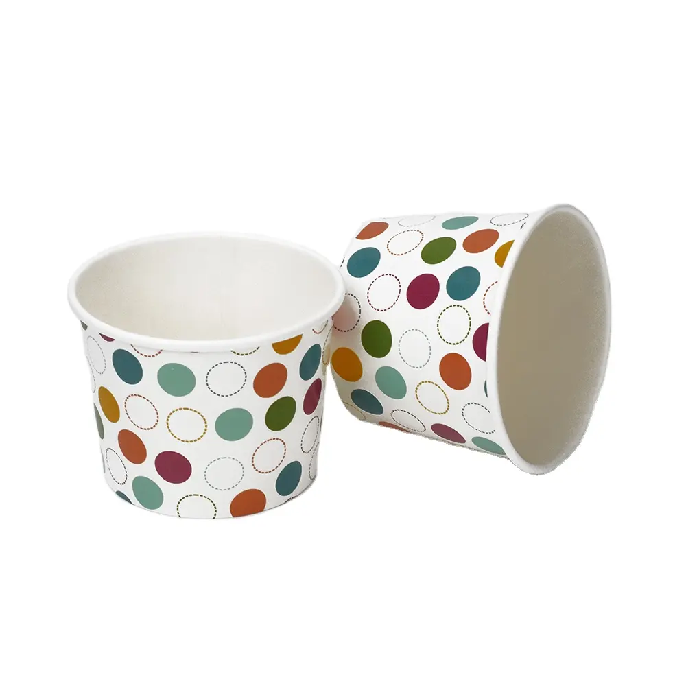 Custom Food Grade Packaging Dessert Bowl Container Recyclable Frozen Yogurt Ice Cream Paper Cup