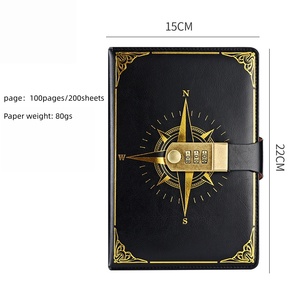 Libreta De Contrasenas A5 Cuero PU Con Candado Metalico Vintage Cuaderno 100 Paginas Engrosado Hecho A Mano Creativo Diario Ofic - Product Image 2