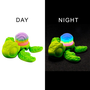 Figura de Tortuga Luminosa Impresa en 3D, Juguete Creativo de Loto Mineral, Estatua que Brilla en la Noche para Niños, Superventas - Product Image 4