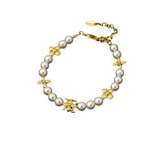 Nuevo Collar de Trébol de Cuatro Hojas Chapado en Oro de 18K con Cuentas de Cobre y Perlas de Imitación, Regalo para Mujer, Joyería de Boda y Compromiso - Product Image 5