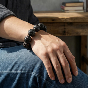 Bracciale in Pietra Grezza Naturale Egiziana Carbonado Prophesy Stone, Gioielli Curativi Spirituali con Perle di Cristallo Grezzo, Fornitura all'Ingrosso - Product Image 2