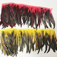 Plumes de coq teintées de 12-14 pouces/30-35 cm, franges de plumes, garnitures pour accessoires de costume de carnaval, plumes de coq